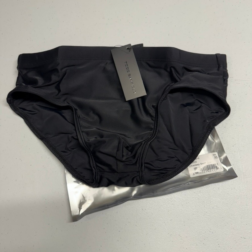 Todd Sanfield Swim Brief Mens XS Black Onyx Sand Ultradeep Swimwear NEW Solid